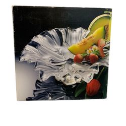 Mikasa Tulips Satin Clear Glass 13 1/4" Shallow Platter Serving Centerpiece Bowl