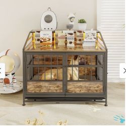 Wooden Dog Crate Furniture with Storage & Double Doors