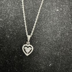 14k White Gold Natural Diamond Heart Shape Pendant