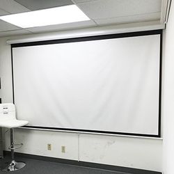 New $60 Manual 100” 16:9 Projector Screen Manual Pull Down Matte White Viewing Area: 87x49” 
