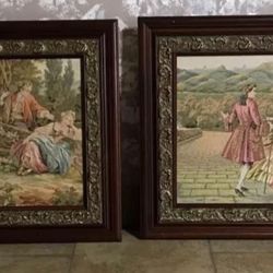 Victorian tapestry Wood Frame $450 Ea. Or $850 For Both 