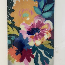 Vibrant Floral Wall Art – Large Glass Print (31” x 47”) – Modern Decor