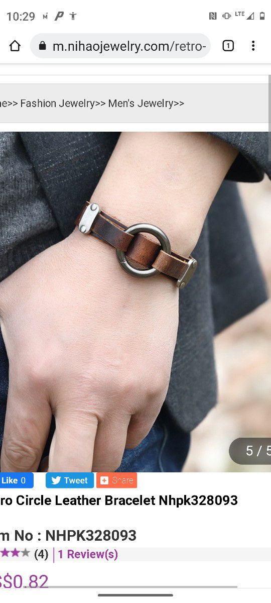 Retro Circle Leather Snap Bracelet