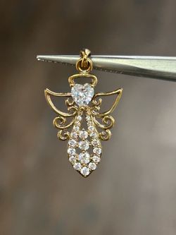 10kt gold angel charm with CZ