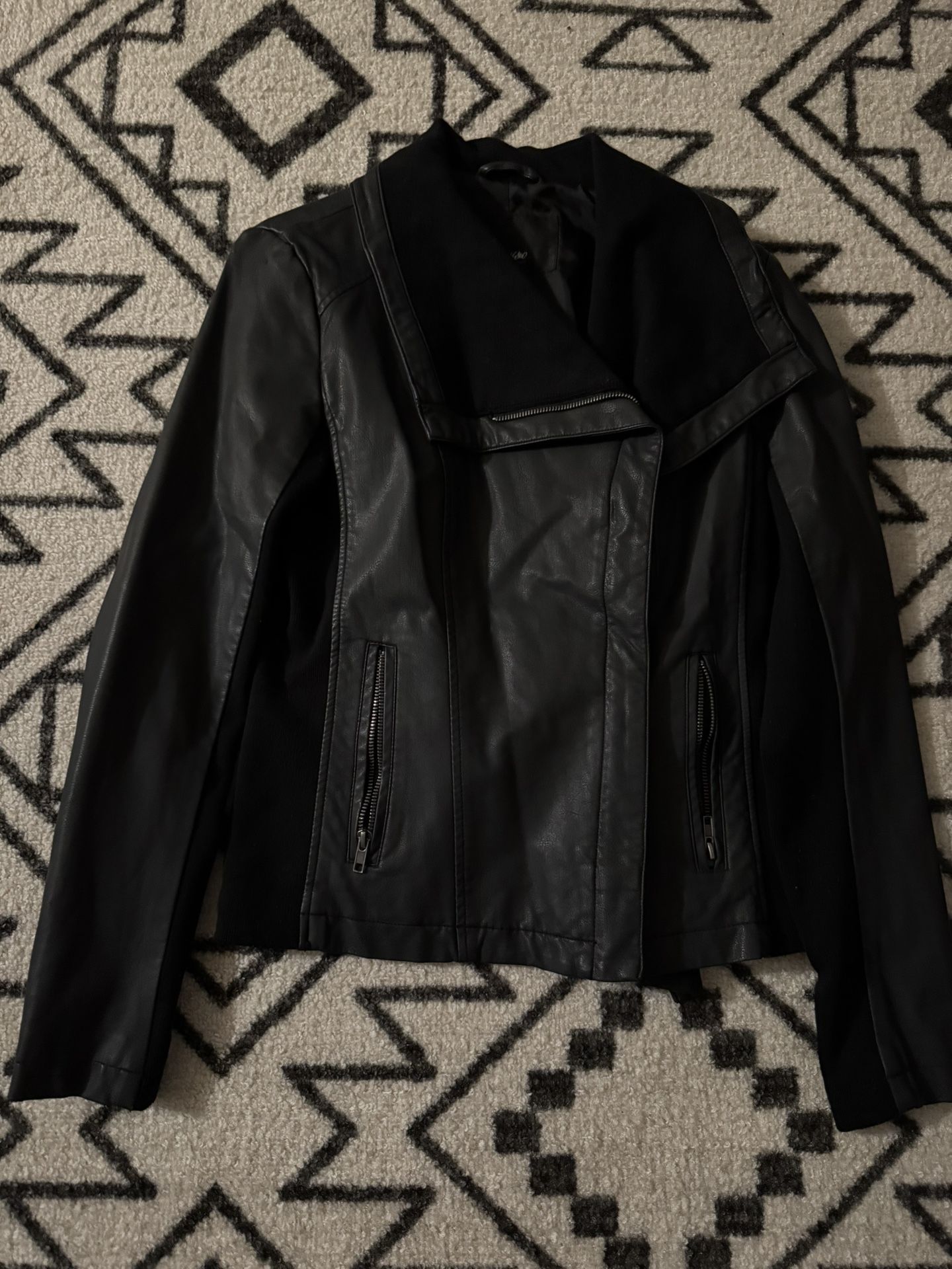 Black leather jacket. Target brand Mossimo.