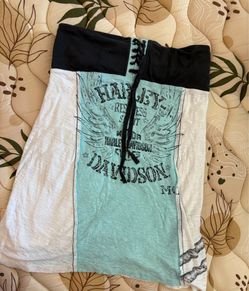 Harley Davidson Restless Dress Women Spirit Graphic Teal Lace Up Biker Size L