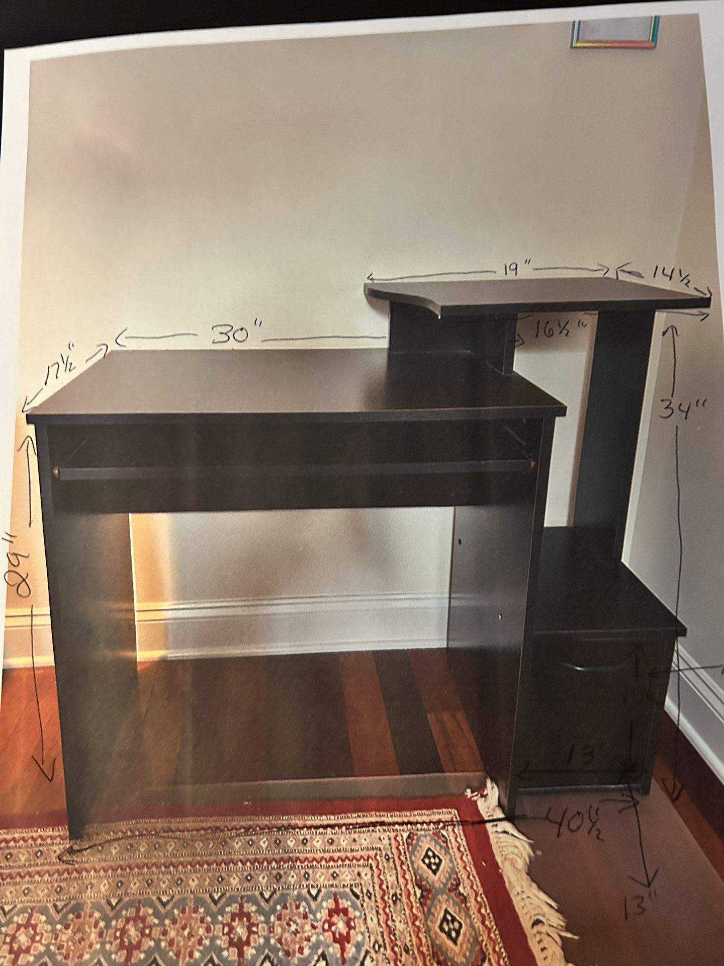 Dark Wood Computer Desk- Very Good Condition 