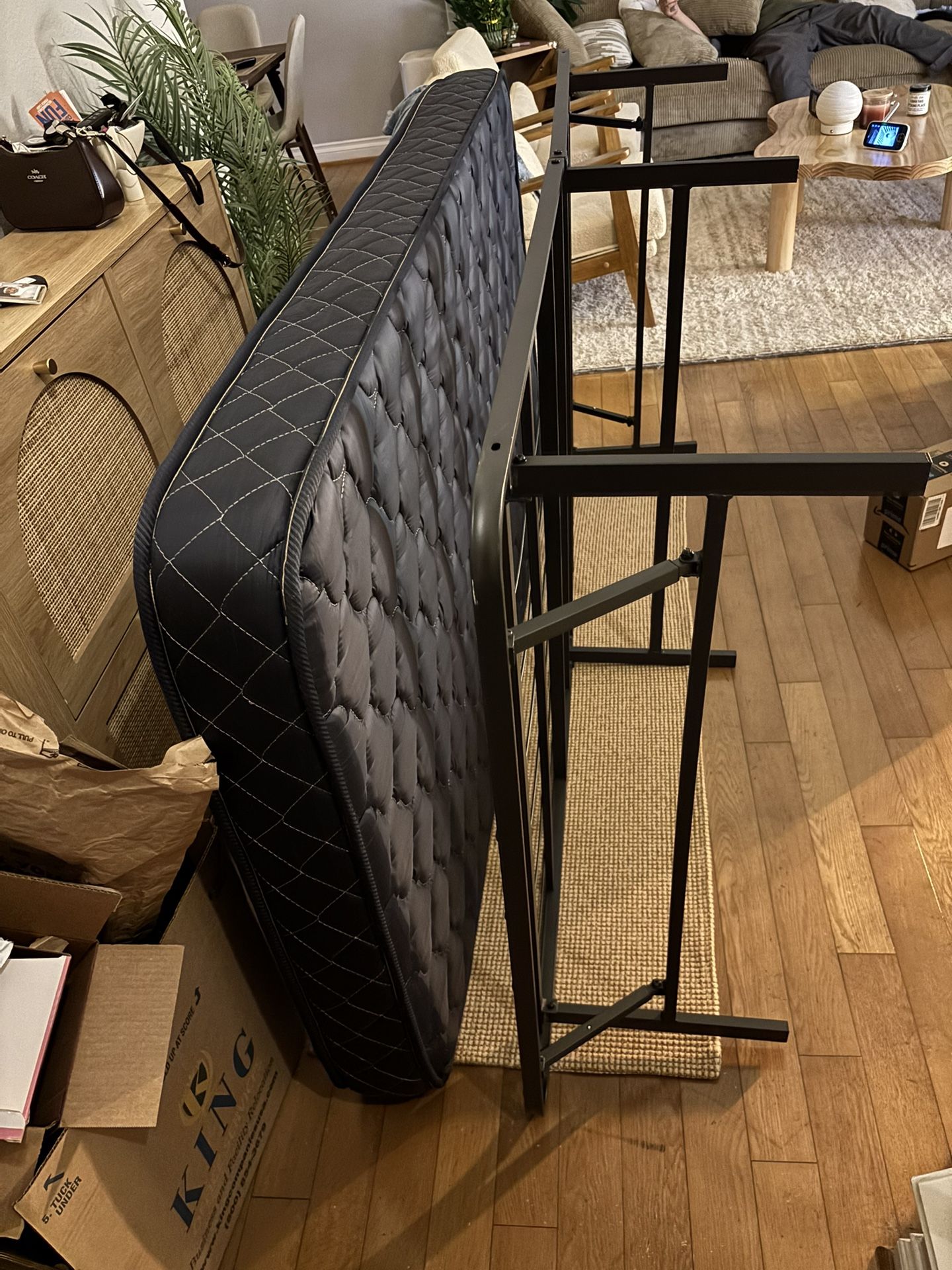 Full Size Mattress, Foam topper And Bed Frame Set