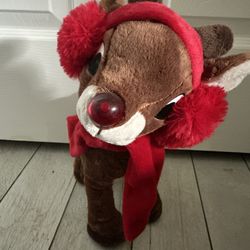 Animated Plush Rudolph Reindeer Lights up, Sings, And Walks