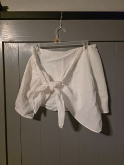 White linen wrap  tie front skirt Zara