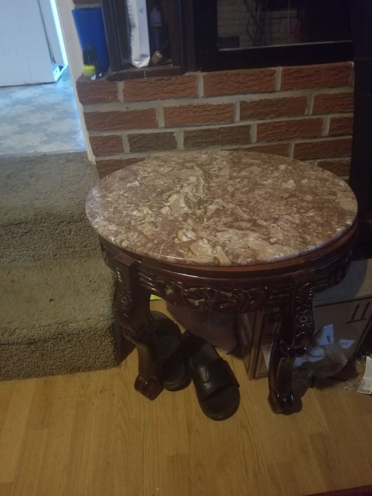 Wood, Coffee table and 2 end tables with real granite top. Very beautiful. 300 obo