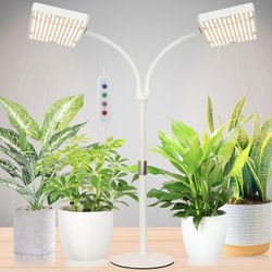 Tabletop Grow Light,2 head tabletop grow light, Bright and Big Coverage Grow Lights for Seed Starting, Bonsai, Succulent, 4/8/12/16/20H Timer, 50 Watt