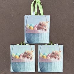 3 Brand new kitten Easter reusable bags