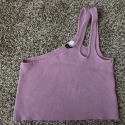 Divided Pink Side Halter Knit Top m