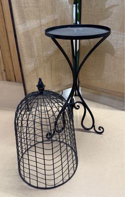 42” Black Metal Birdcage Pedestal Display Stand