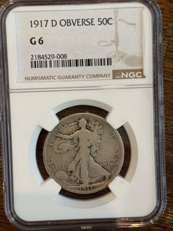 1917-D Obverse Walking Liberty Half Dollar NGC G6 - Better Date