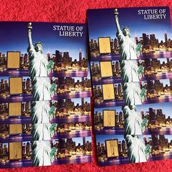 10 x 1/1000 OZ GOLD STATUE OF LIBERTY  CARD ‼️ See Also Collection Of RARE 1 OZ SILVER COIN Here ....
