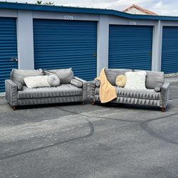 Gray Velvet Tufted Couch Sofa Loveseat Set Sectional Sillones Furniture 🌟 Free Delivery! 🚚💨