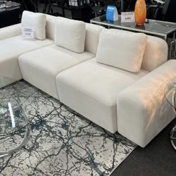 Cream Microfiber Living Room Sectional Sofa Set🤍