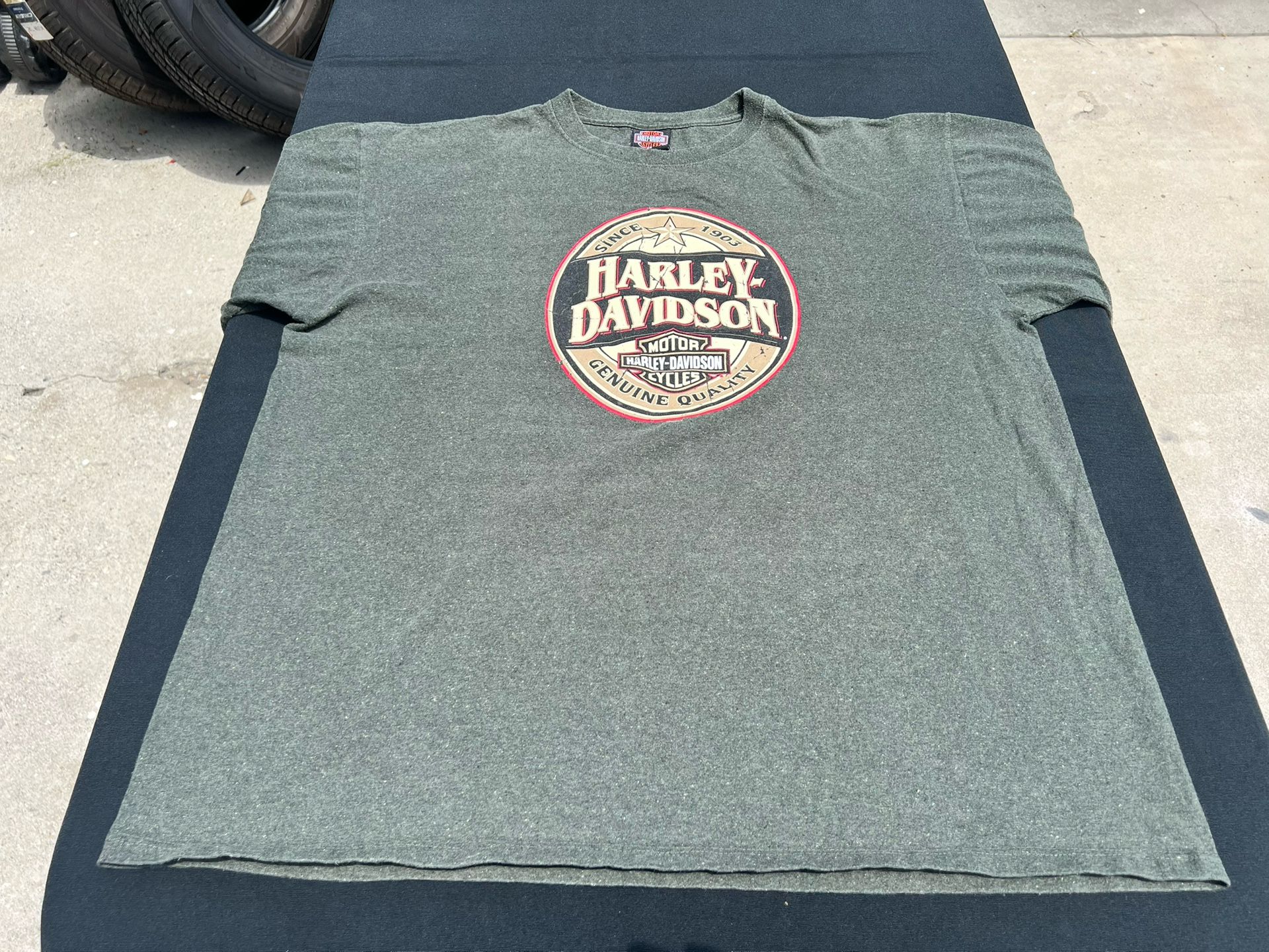Harley Davidson 2XL Double Sided Gary Bang Short Sleeve T-Shirt Camo Green USA
