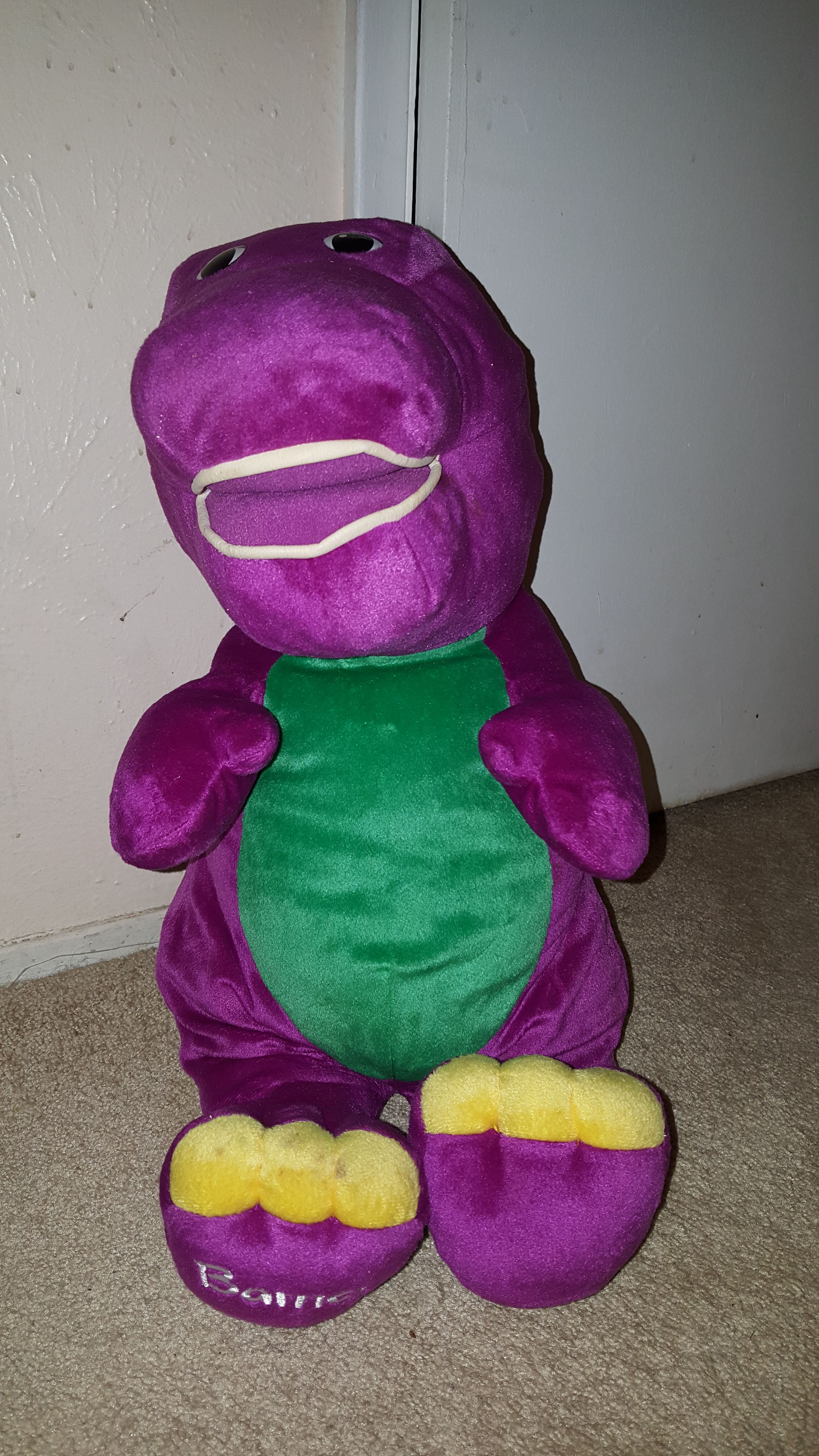 Vintage 2001 Jumbo Talking Barney 24" Plush Stuffed Animal Dinosaur