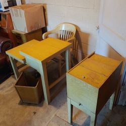 Vintage Curved Back Chair And Desk
