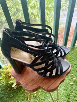 Black Suede Strappy Block Heel Sandals