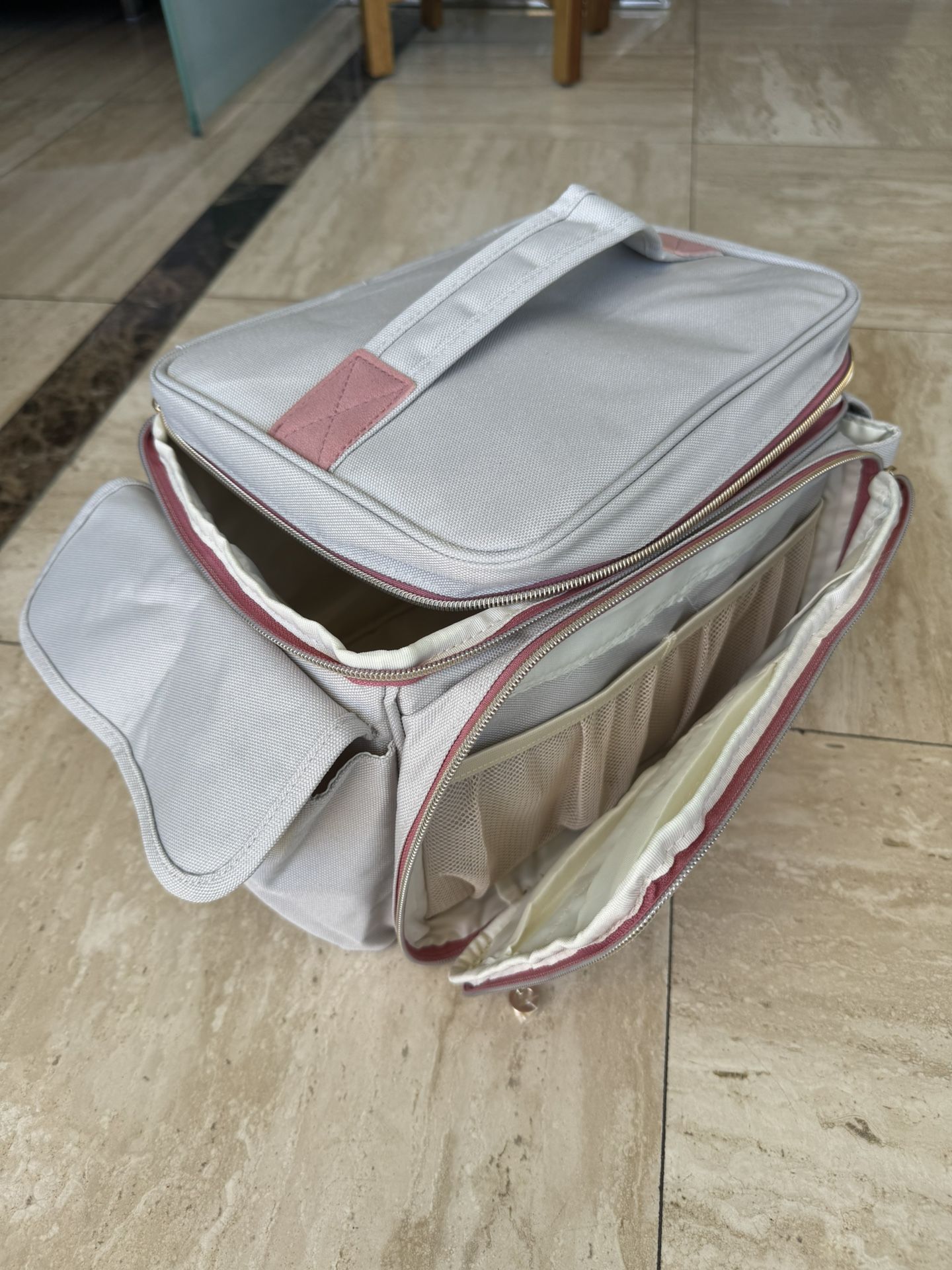 Breast Pump Carrying Travel Storage Bag, Light-Gray Pink
