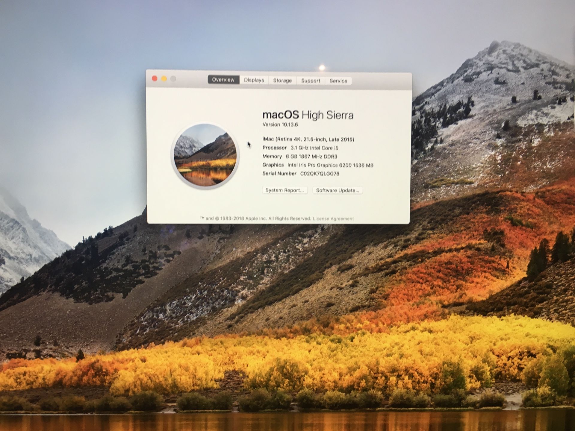 2015 IMac 21.5 inch Retina 4K Computer