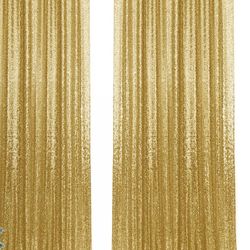 Set Of Gold Glitter Curtains Panel Size 24” By 8 Ft (X 2 )