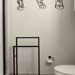 Modern Black Freestanding Towel Rack