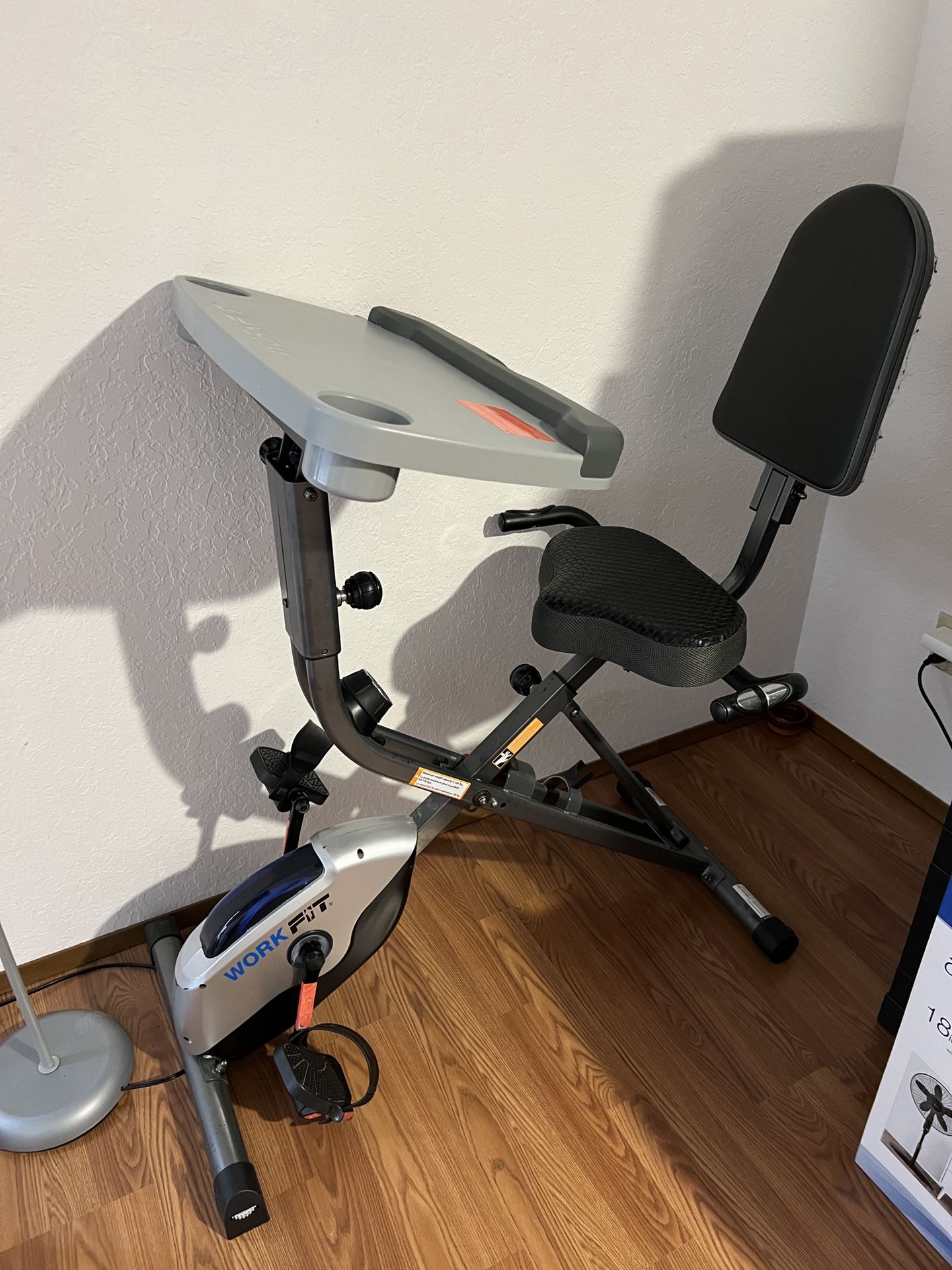 Used Exerpeutic ExerWorK 1000 Fully Adjustable Desk Folding Exercise Bike with Pulse