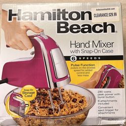 Hamilton Beach - Electric Hand Mixer with Snap-On Case - 6-Speed – Raspberry . ADO#:Z-2071

Brand new. Price is firm. 