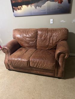 Leather loveseat