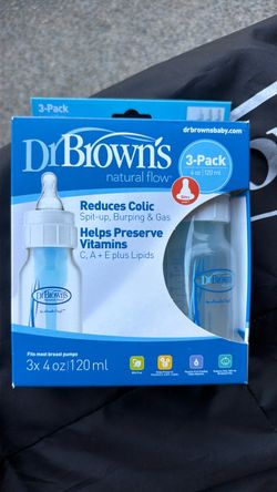 New Dr. Brown's Natural Flow 3-Pack 4oz  0m+ Baby Bottles
