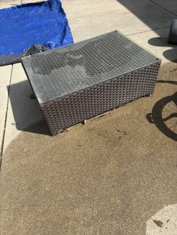 FREE - Wicker Coffee Table w/ Glass Top