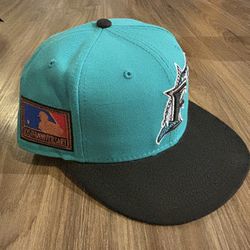 Florida Miami Marlins New Era Fitted Hat Anniversary Patch Size 7 1/2