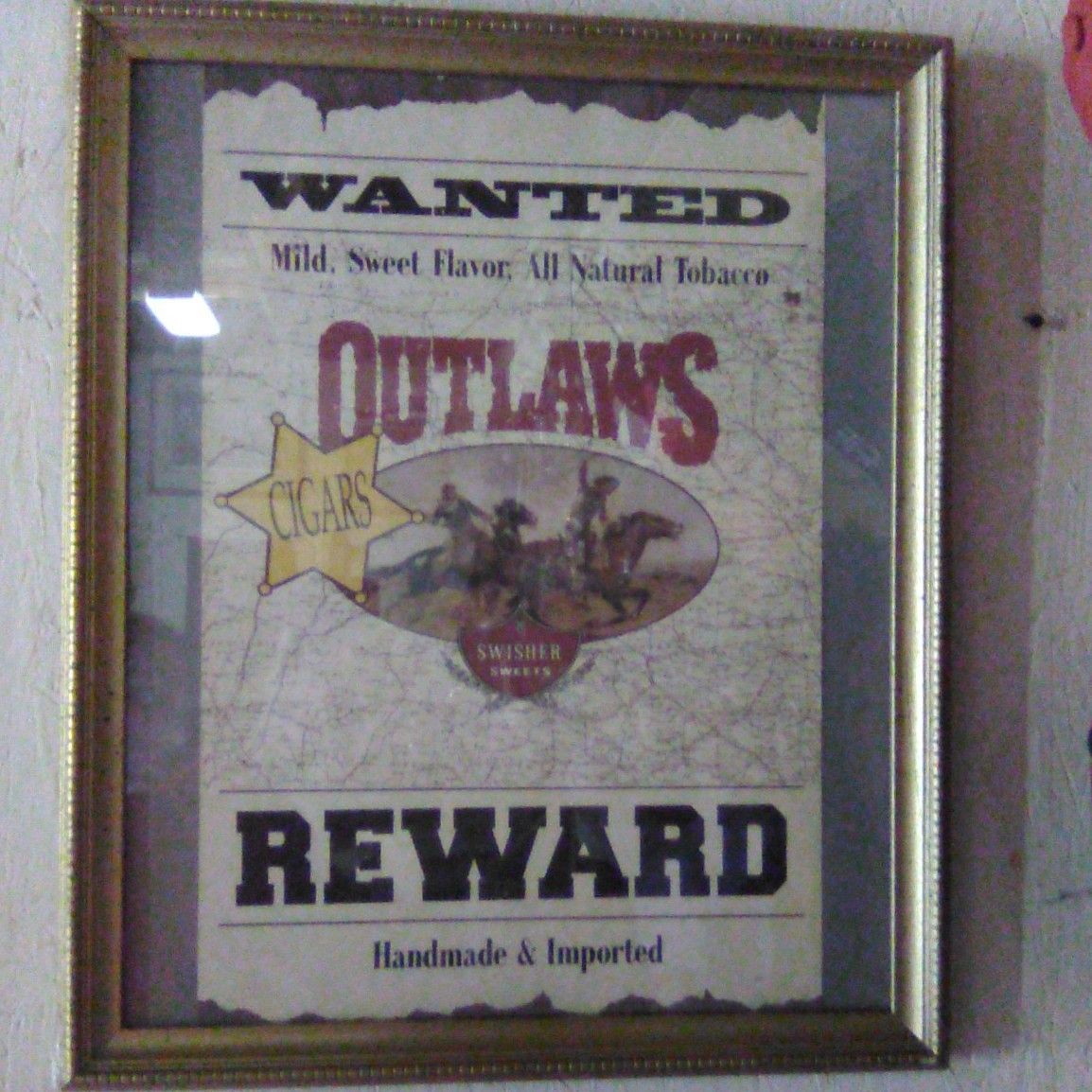 Framed Vintage Swisher Sweet Window Ad