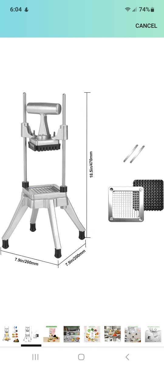 Commercial Vegetable Chopper French Fry Cutter with 4 Blades Potato Slicer