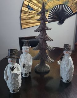 Cute Snowman & Tree Christmas Decor Set