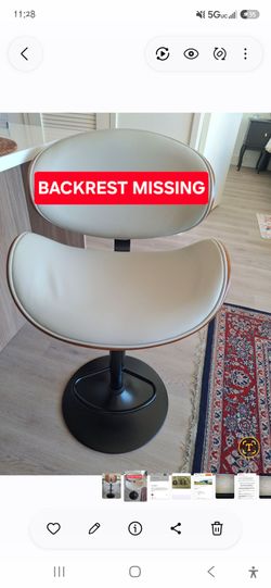 Modern Swivel Bar Stool – Backrest Missing