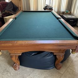 Olhausen 8’ Pool Table.  Natural Cherry Santa Ana