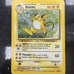Pokemon Cards- Raichu 14/102 Holo Unlimited Base Set