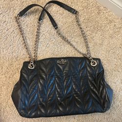 Kate Spade Black Faux Leather Purse w/ Chain