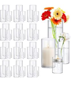 40 NEW Glass Cylinder Hurricane Vases - Bulk Wedding Decor