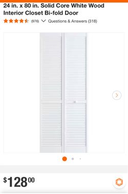 Veranda 24 in. x 80 in. Solid Core White Wood Interior Closet Bi-fold Door Brand new in plastic. Available 1 $105 obo Solid Pine Bi-fold Doors look