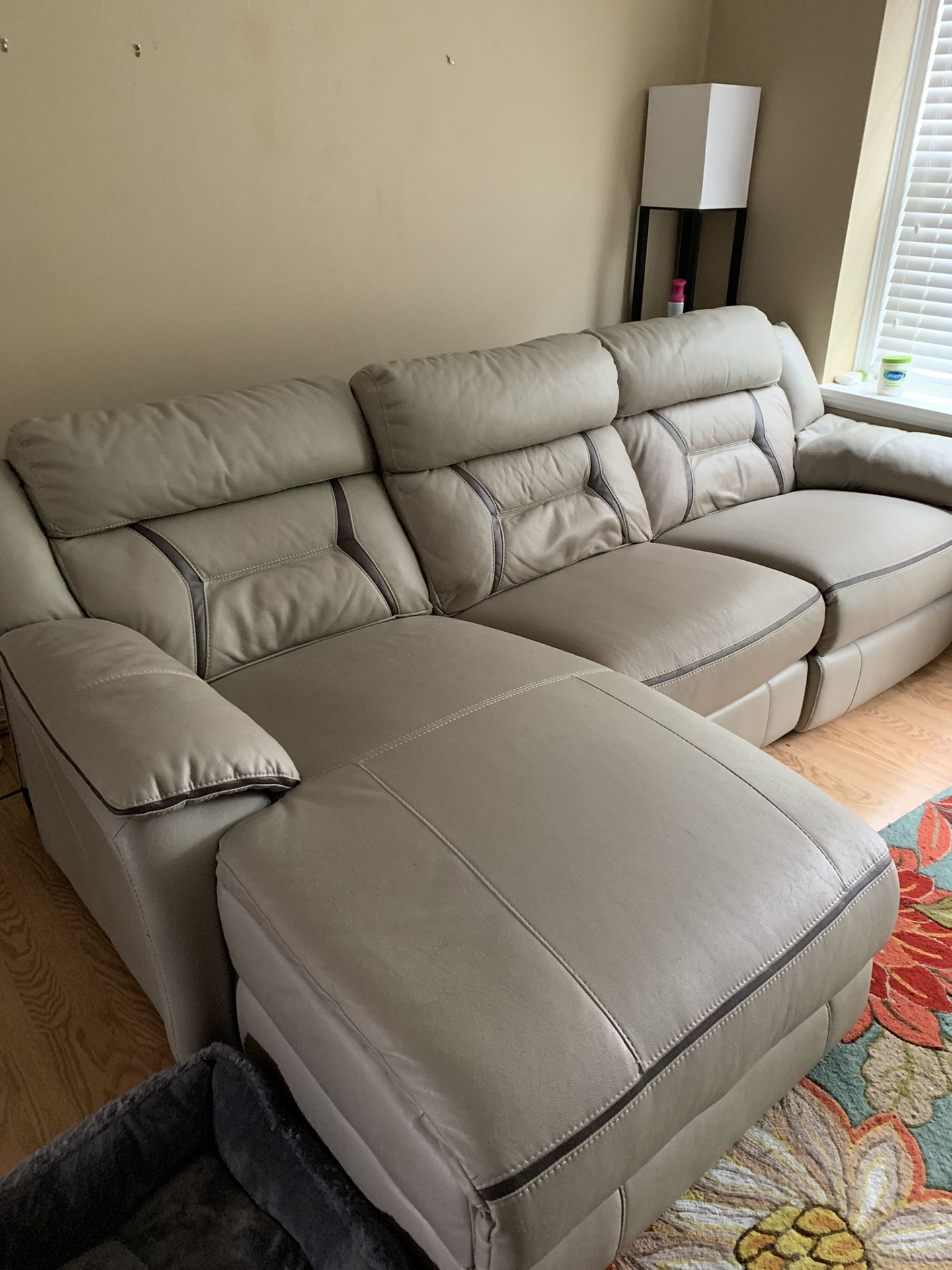 Leather dual reclining couch