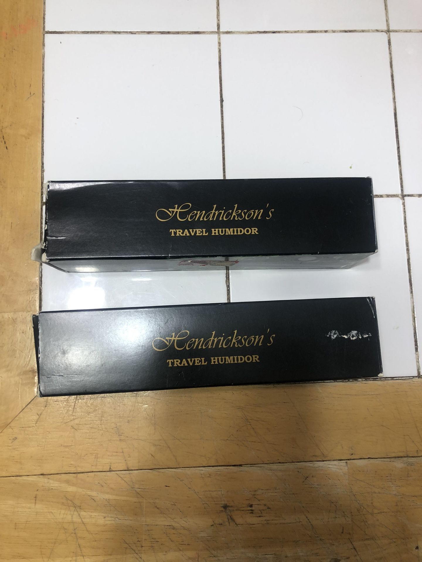 Two brand new Hendrickson travel humidor
