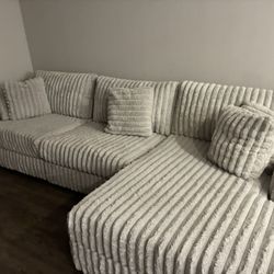 Fluffy Ivory Couch 