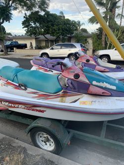 2 Yamaha Wave Venture Jet Ski Sea Doo And Double Trailer 